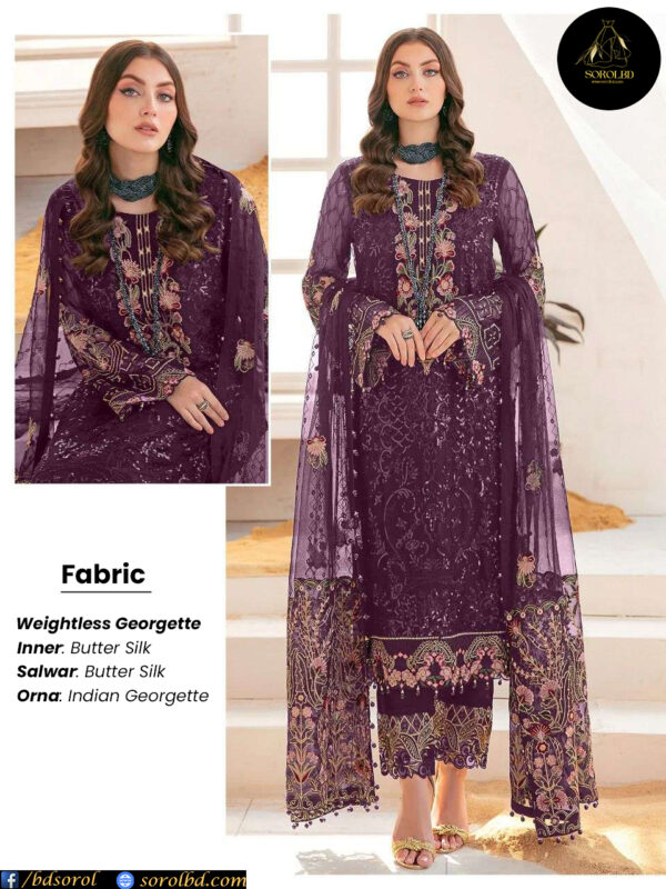 Fapic Georgette Party Wear Suit || Purple